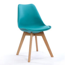Load image into Gallery viewer, Fashion 100% Wooden &amp; Plastic PU chair,white,Red blue,dining chair
