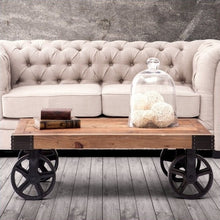 Load image into Gallery viewer, The classical fashion wood and iron table,metal furniture,four wheels,100% solid wood dining table