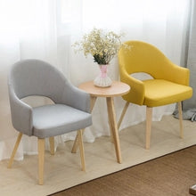 Load image into Gallery viewer, Modern Nordic style coffee chair with arm Dining chair wooden Sofa 100% cotton living room chair