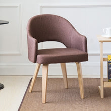 Load image into Gallery viewer, Modern Nordic style coffee chair with arm Dining chair wooden Sofa 100% cotton living room chair