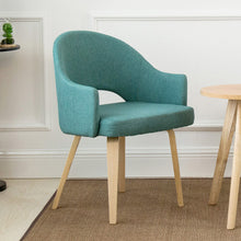 Load image into Gallery viewer, Modern Nordic style coffee chair with arm Dining chair wooden Sofa 100% cotton living room chair