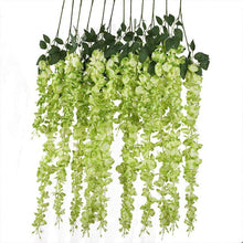 Load image into Gallery viewer, Luyue 97cm 12pcs/lot Artificial Wisteria flowers Vines Wedding Decor Rattan Flower Garland Silk Cherry Fake Leaf Home Garden