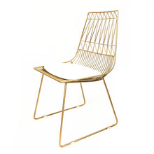 Load image into Gallery viewer, 100% metal steel Leisure Chair iron wire chair hollow back gold dining chair Metal Living Room Furniture Complimentary cushion