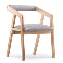Load image into Gallery viewer, 100% wood dining chair parlor furniture with armrest leather cotton coffee chair