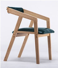Load image into Gallery viewer, 100% wood dining chair parlor furniture with armrest leather cotton coffee chair
