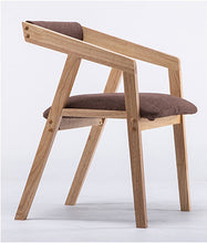 Load image into Gallery viewer, 100% wood dining chair parlor furniture with armrest leather cotton coffee chair