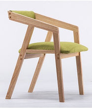 Load image into Gallery viewer, 100% wood dining chair parlor furniture with armrest leather cotton coffee chair