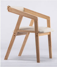 Load image into Gallery viewer, 100% wood dining chair parlor furniture with armrest leather cotton coffee chair