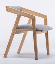 Load image into Gallery viewer, 100% wood dining chair parlor furniture with armrest leather cotton coffee chair