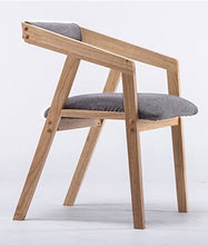 Load image into Gallery viewer, 100% wood dining chair parlor furniture with armrest leather cotton coffee chair