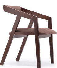 Load image into Gallery viewer, 100% wood dining chair parlor furniture with armrest leather cotton coffee chair