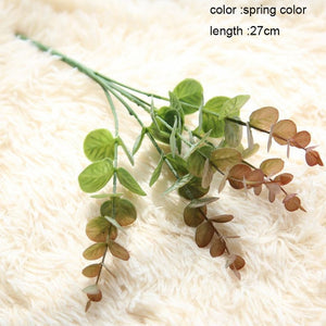 Silk Leaf Eucalyptus Artificial green Leaves For Wedding Decoration DIY Wreath Gift Scrapbooking Craft Apple Plants Fake Flower