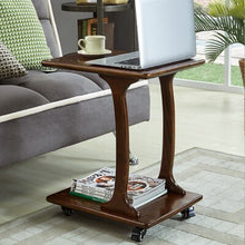 Load image into Gallery viewer, Double deck 100% wooden tea table with wheels moving coffee table