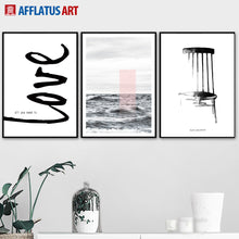 Load image into Gallery viewer, Seascape Stool Love Watercolor Nordic Posters And Prints Wall Art Canvas Painting Black White Wall Pictures For Living Room