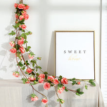 Load image into Gallery viewer, Flower autumn rose flower vine artificial leaves rattan fake flower Wedding silk rose Garden balcony decorated bedroom vine