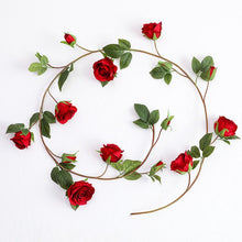 Load image into Gallery viewer, Flower autumn rose flower vine artificial leaves rattan fake flower Wedding silk rose Garden balcony decorated bedroom vine
