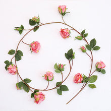 Load image into Gallery viewer, Flower autumn rose flower vine artificial leaves rattan fake flower Wedding silk rose Garden balcony decorated bedroom vine