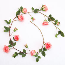 Load image into Gallery viewer, Flower autumn rose flower vine artificial leaves rattan fake flower Wedding silk rose Garden balcony decorated bedroom vine