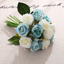 Load image into Gallery viewer, 12 pcs heads rose flower bouquet Artificial Flowers Wedding decoration roses silk flowers 25 cm high