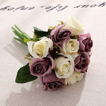 Load image into Gallery viewer, 12 pcs heads rose flower bouquet Artificial Flowers Wedding decoration roses silk flowers 25 cm high