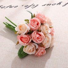 Load image into Gallery viewer, 12 pcs heads rose flower bouquet Artificial Flowers Wedding decoration roses silk flowers 25 cm high