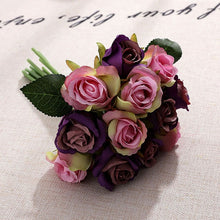 Load image into Gallery viewer, 12 pcs heads rose flower bouquet Artificial Flowers Wedding decoration roses silk flowers 25 cm high
