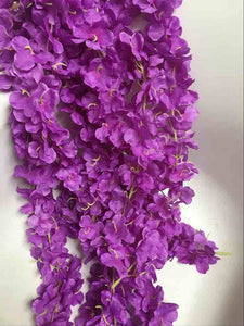 New Arrival Elegant Artificial Hydangea Silk Flower Vine Home Wall Hanging Wisteria Garland 14 colors Available For Wedding Xmas