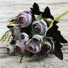Load image into Gallery viewer, 9 Head/Bouquet Mini Fake Tea Rose Peony Flowers For Home Wedding Decor Artificial Rose Penoy Flower Bouquet Bud For Room Decor