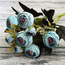 Load image into Gallery viewer, 9 Head/Bouquet Mini Fake Tea Rose Peony Flowers For Home Wedding Decor Artificial Rose Penoy Flower Bouquet Bud For Room Decor