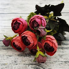 Load image into Gallery viewer, 9 Head/Bouquet Mini Fake Tea Rose Peony Flowers For Home Wedding Decor Artificial Rose Penoy Flower Bouquet Bud For Room Decor