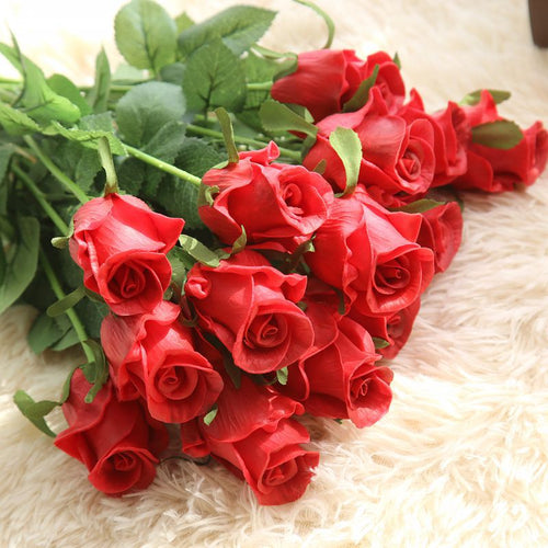 1PC rose artificial flower real touch PU artificiales para decora bouquet rose for family wedding decoration flower