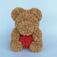 Load image into Gallery viewer, teddy bear rose bear with heart artificial roses foam roses flower