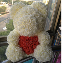 Load image into Gallery viewer, teddy bear rose bear with heart artificial roses foam roses flower