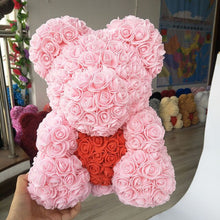 Load image into Gallery viewer, teddy bear rose bear with heart artificial roses foam roses flower